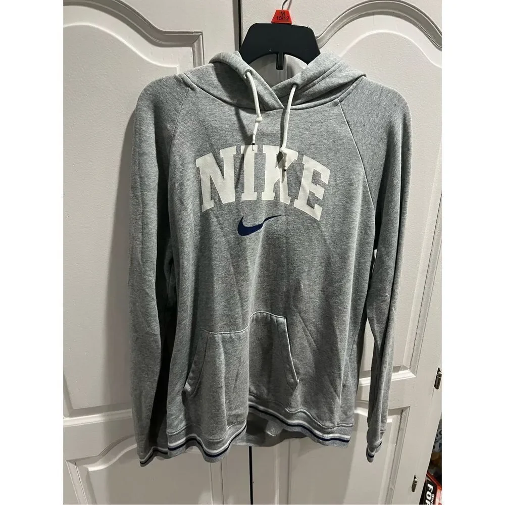 Nike Sportswear Essentials Fleece Pullover Hoodie Women MED Gray Blue